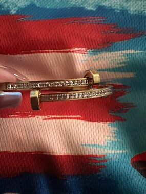 Gold-Tone Crystal Hinged Bangle Bracelet - Elegant Accent